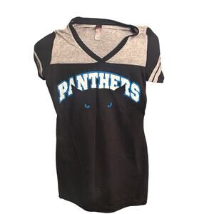 Carolina Panthers NFL Women’s XS Shirt With‎ Panther Head Black Gray Blue White